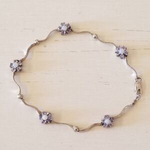 10K White Gold Opal Tanzanite Bracelet